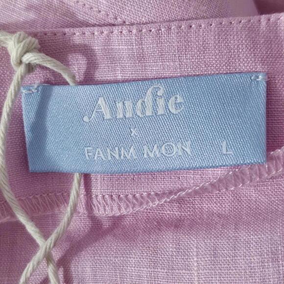 2/$50 Fanm Mon x Andie The Serik Mini Dress Linen Aster Size L - Picture 4 of 7